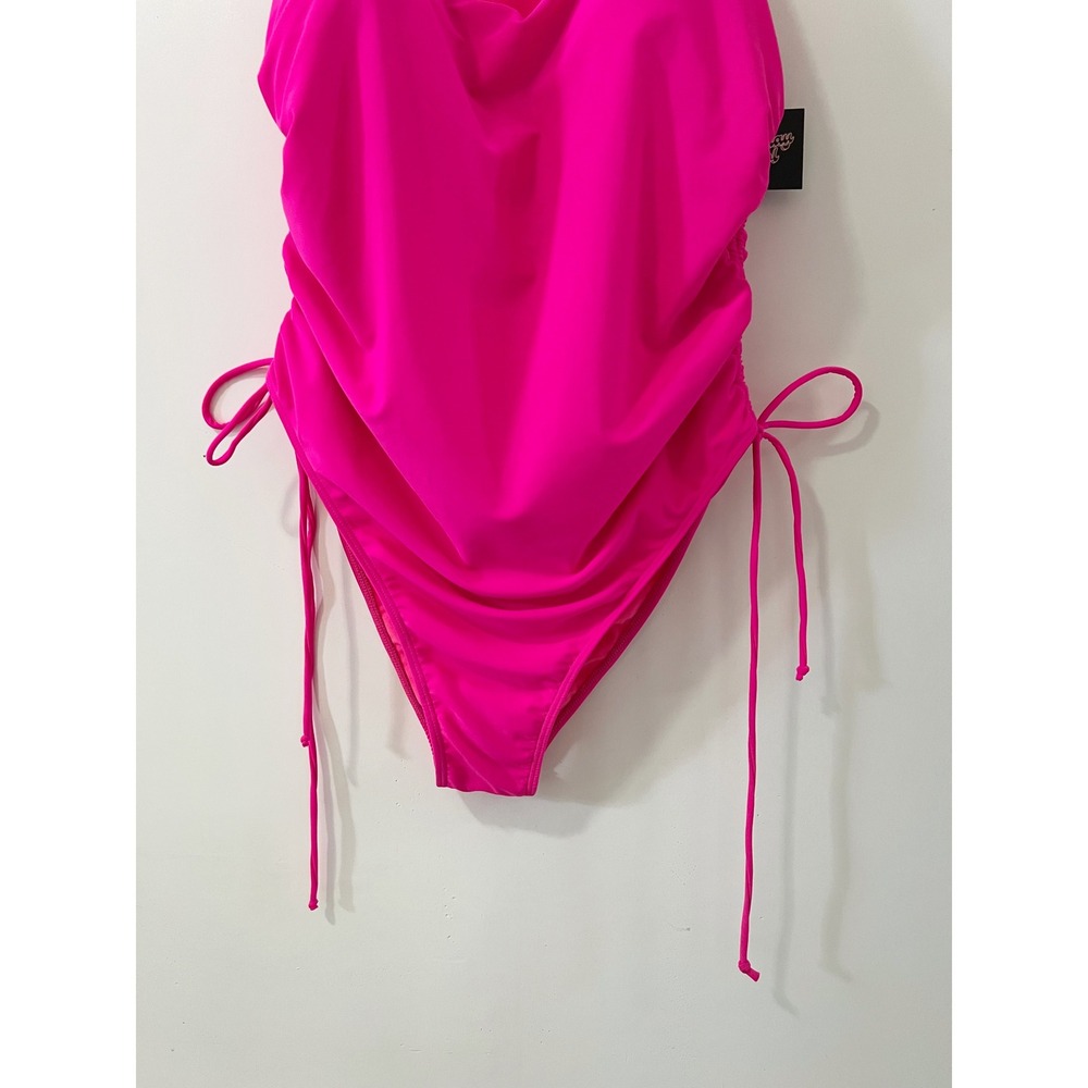 Sunday Sol I Dream of Jeanie Ruched Tie One-Piece Swimsuit Hot Pink 3X NWT - Picture 2 of 6